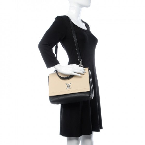 Louis Vuitton Soft Calfskin Lockme II Top Handle Vanille Black 2 of 8