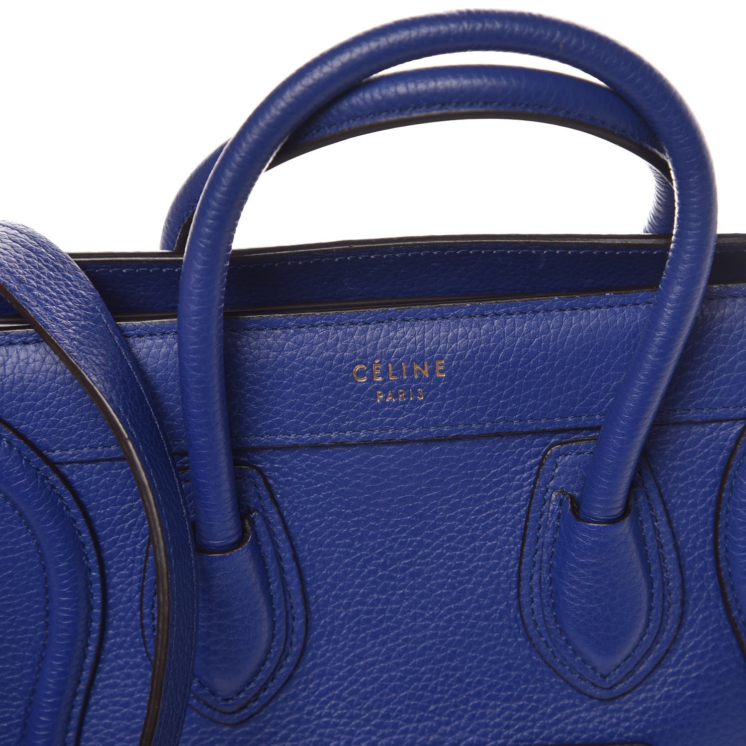 Celine Drummed Calfskin Nano Luggage Indigo 8 of 20