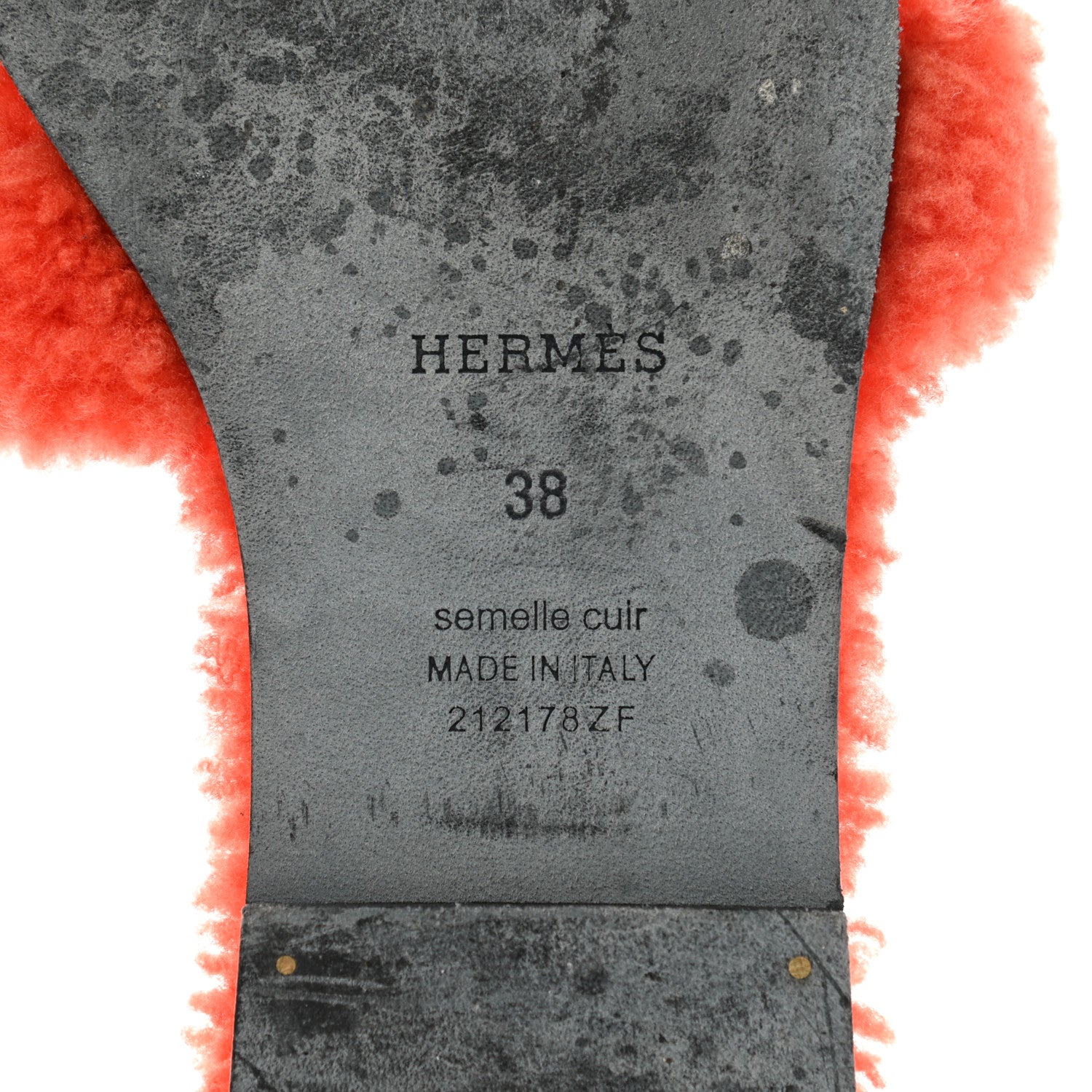 Hermes Woolskin Oran Sandals 38 Orange 6 of 8