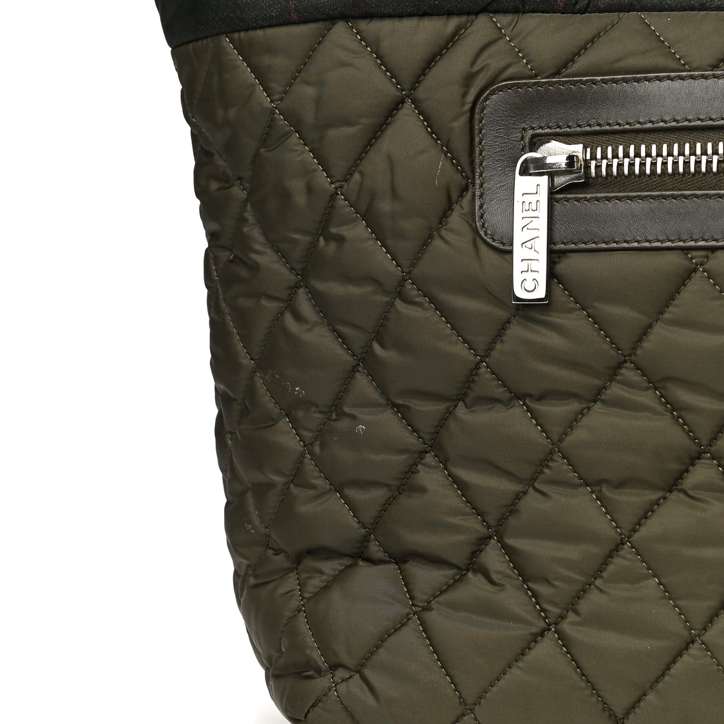 Nylon Quilted Medium Coco Cocoon Tote Khaki
