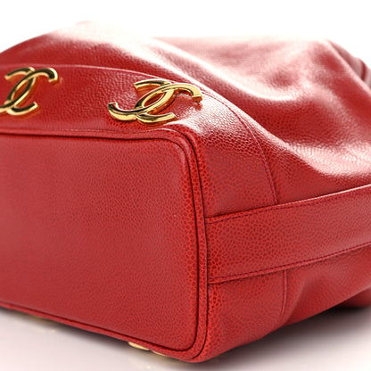 Chanel Caviar CC Drawstring Shoulder Bag Red 11 of 12