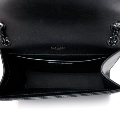 Saint Laurent Grain De Poudre Textured Mixed Matelasse Triquilt Medium Monogram Monochrome Satchel Black 5 of 11