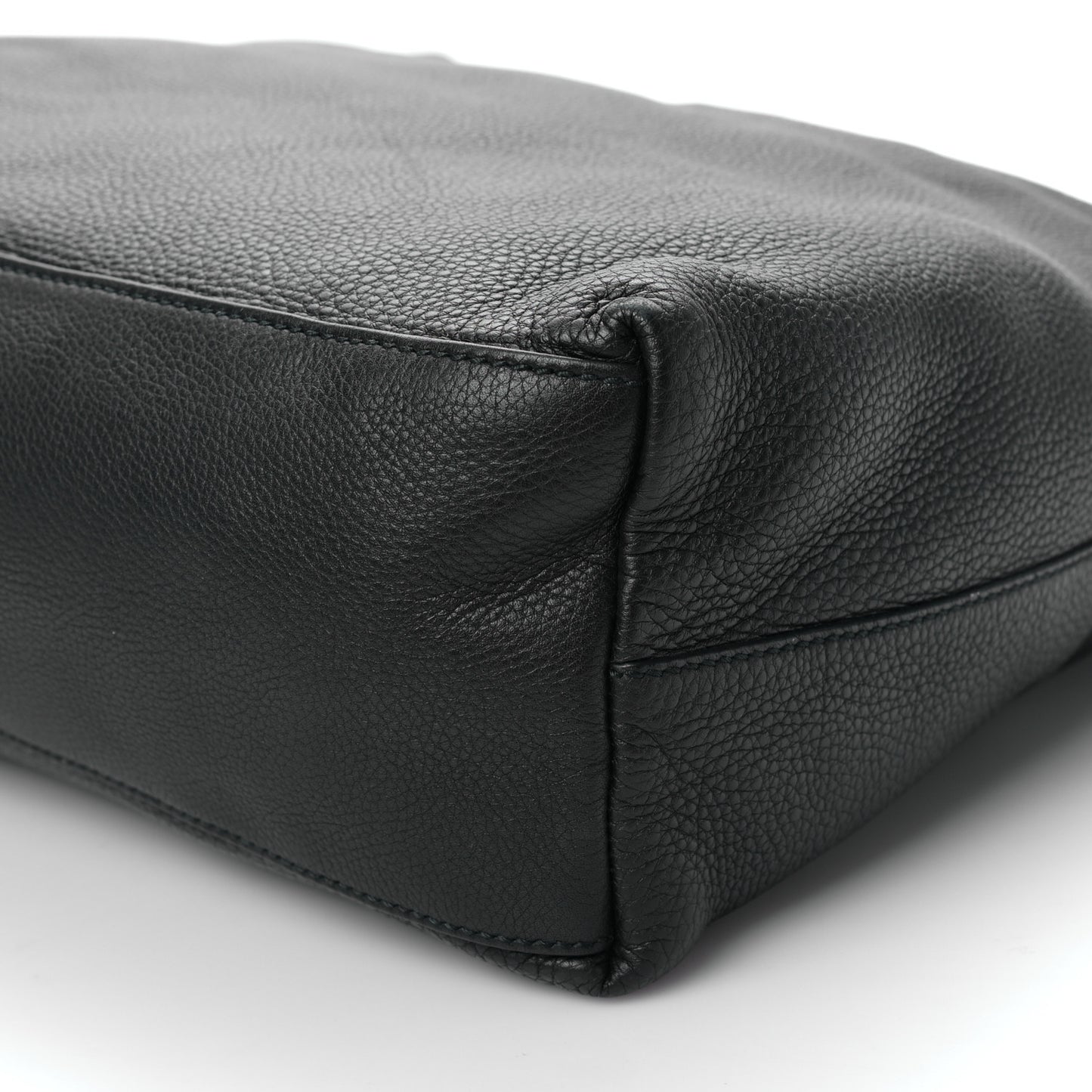 Pebbled Calfskin Twill Hobo Black