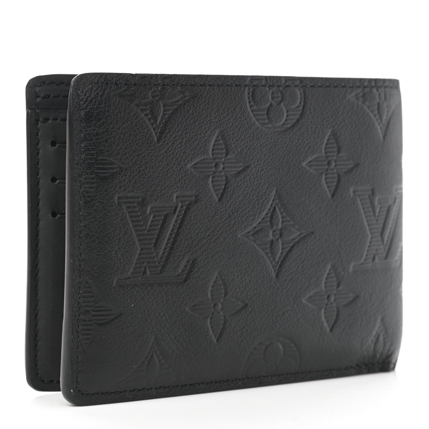 Louis Vuitton Calfskin Monogram Shadow Multiple Wallet Black 3 of 7