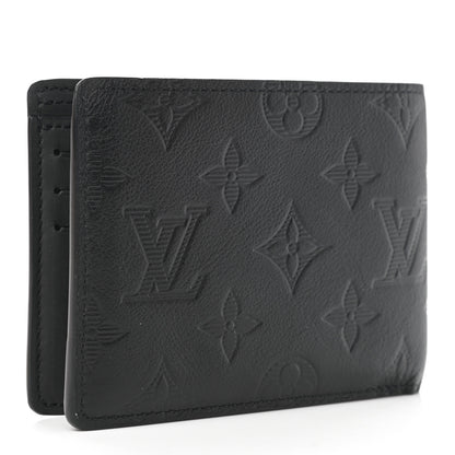 Louis Vuitton Calfskin Monogram Shadow Multiple Wallet Black 3 of 7