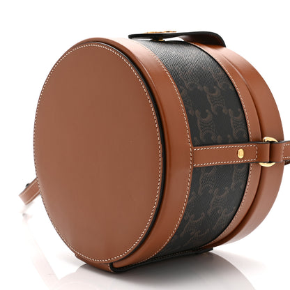 Celine Calfskin Triomphe Canvas Medium Tambour Bag Tan 10 of 10