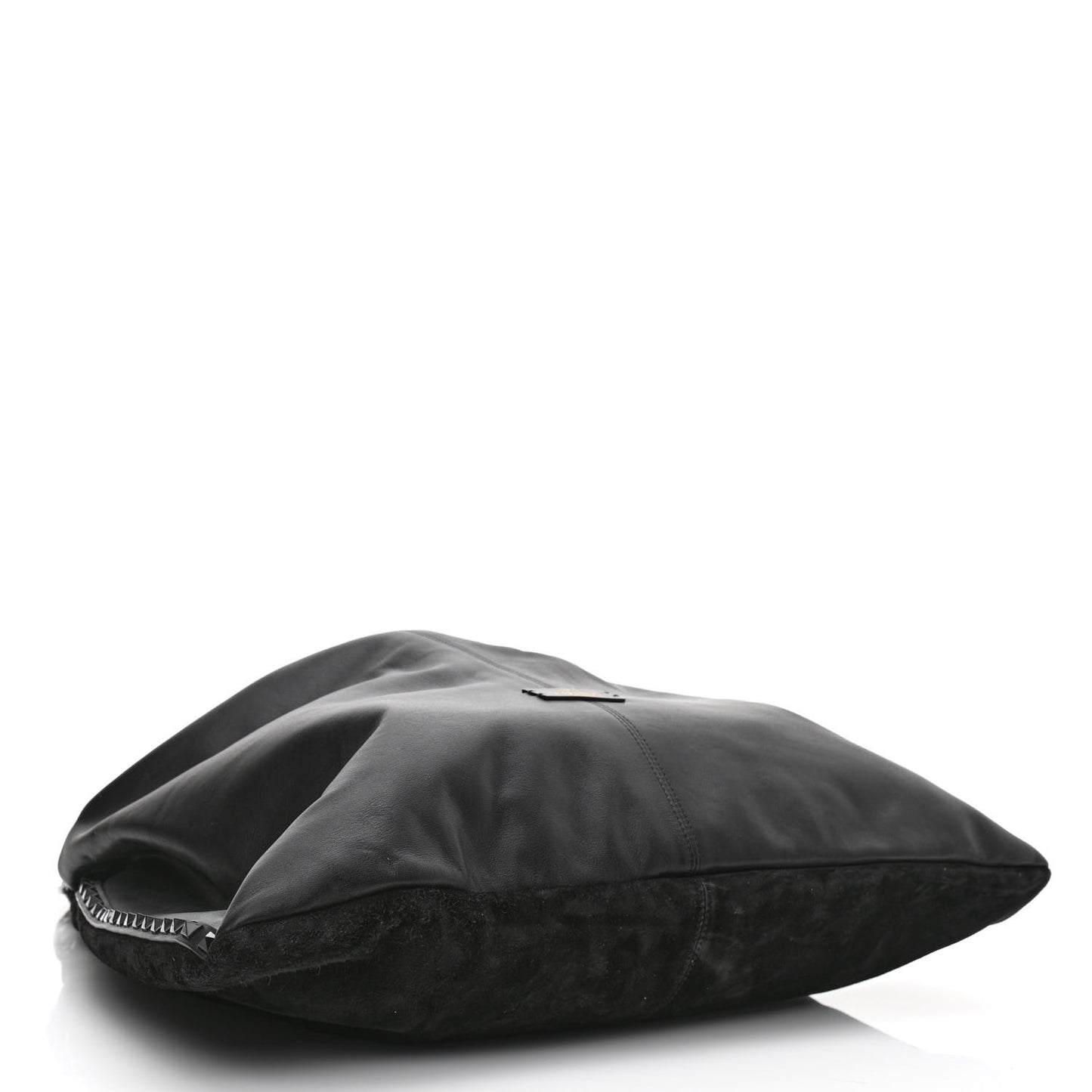 Calfskin Suede Rockstud Hobo Black