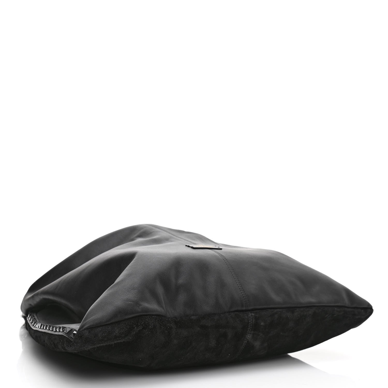 Valentino Garavani Calfskin Suede Rockstud Hobo Black 5 of 9