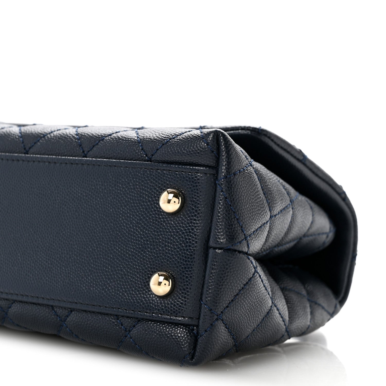 Chanel Caviar Quilted Lizard Embossed Mini Coco Handle Flap Navy Blue 10 of 13