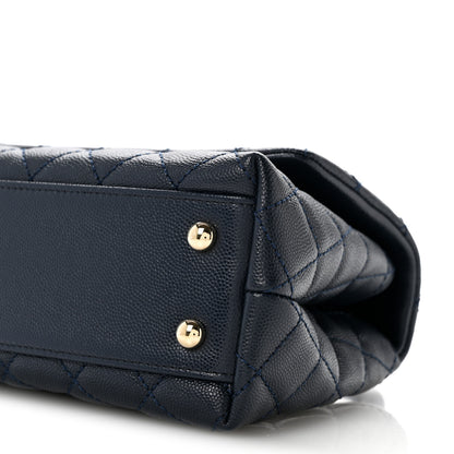 Chanel Caviar Quilted Lizard Embossed Mini Coco Handle Flap Navy Blue 10 of 13