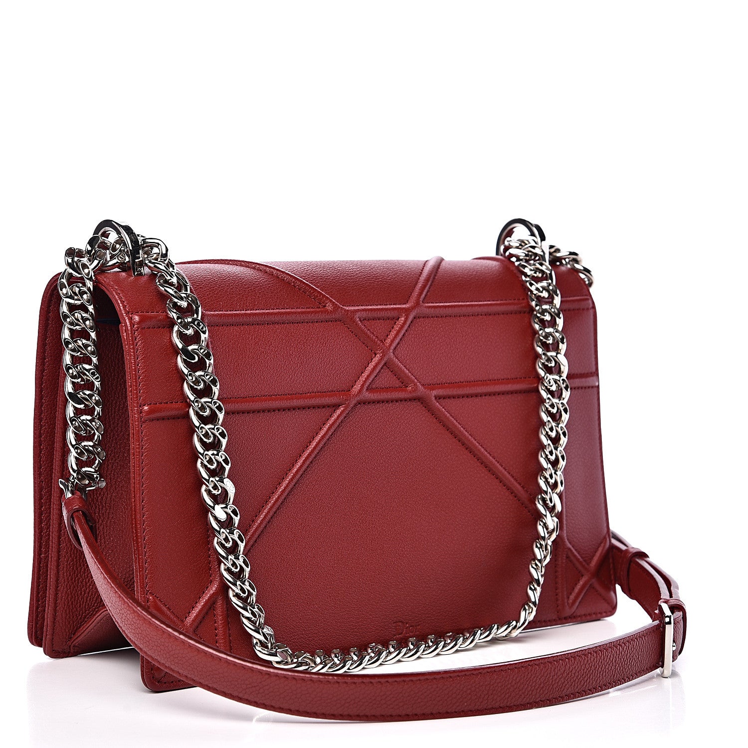 Christian Dior Grained Calfskin Medium Diorama Flap Bag Red 2 of 12