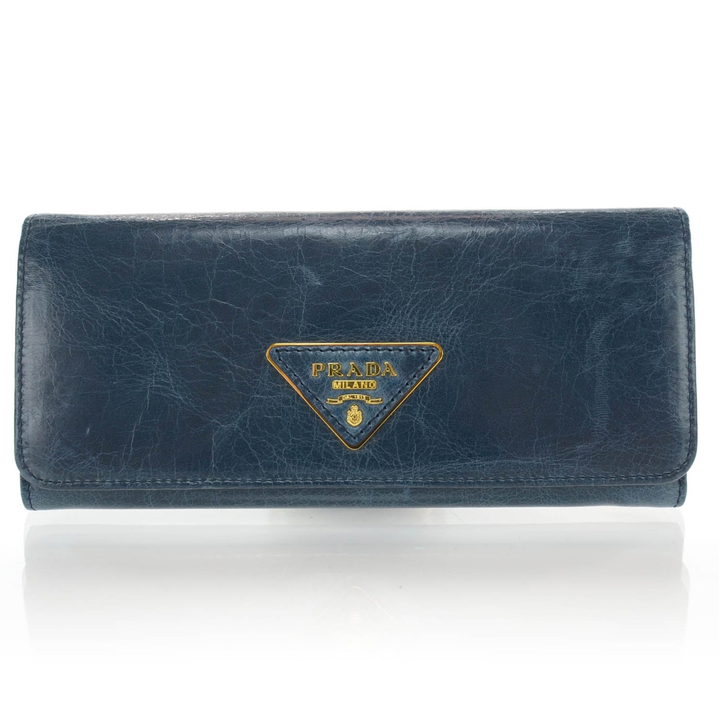 Vitello Shine Flap Wallet Denim