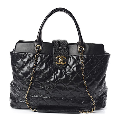Chanel Glazed Calfskin Stingray Large Bindi CC Tote Black 1 of 11
