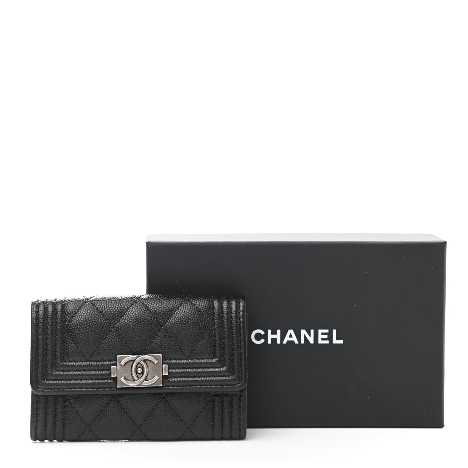 Chanel Caviar Quilted Boy Flap Card Holder Black 9 of 9