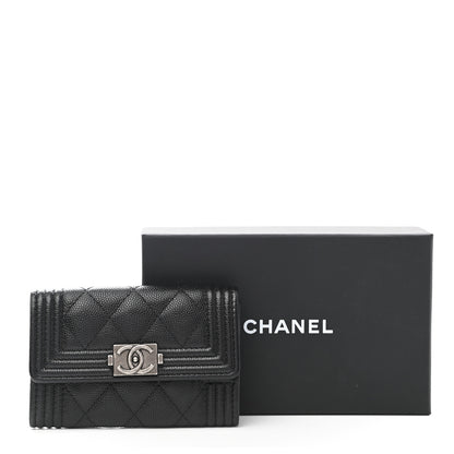 Chanel Caviar Quilted Boy Flap Card Holder Black 9 of 9