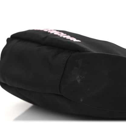 Balenciaga Recycled Sport Nylon Logo Embroidered Wheel Sling Bag Black Pink 10 of 13