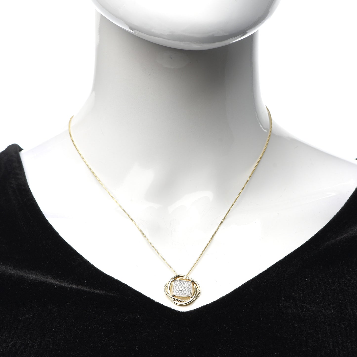 18K Yellow Gold Diamond 20mm Infinity Pendant Necklace