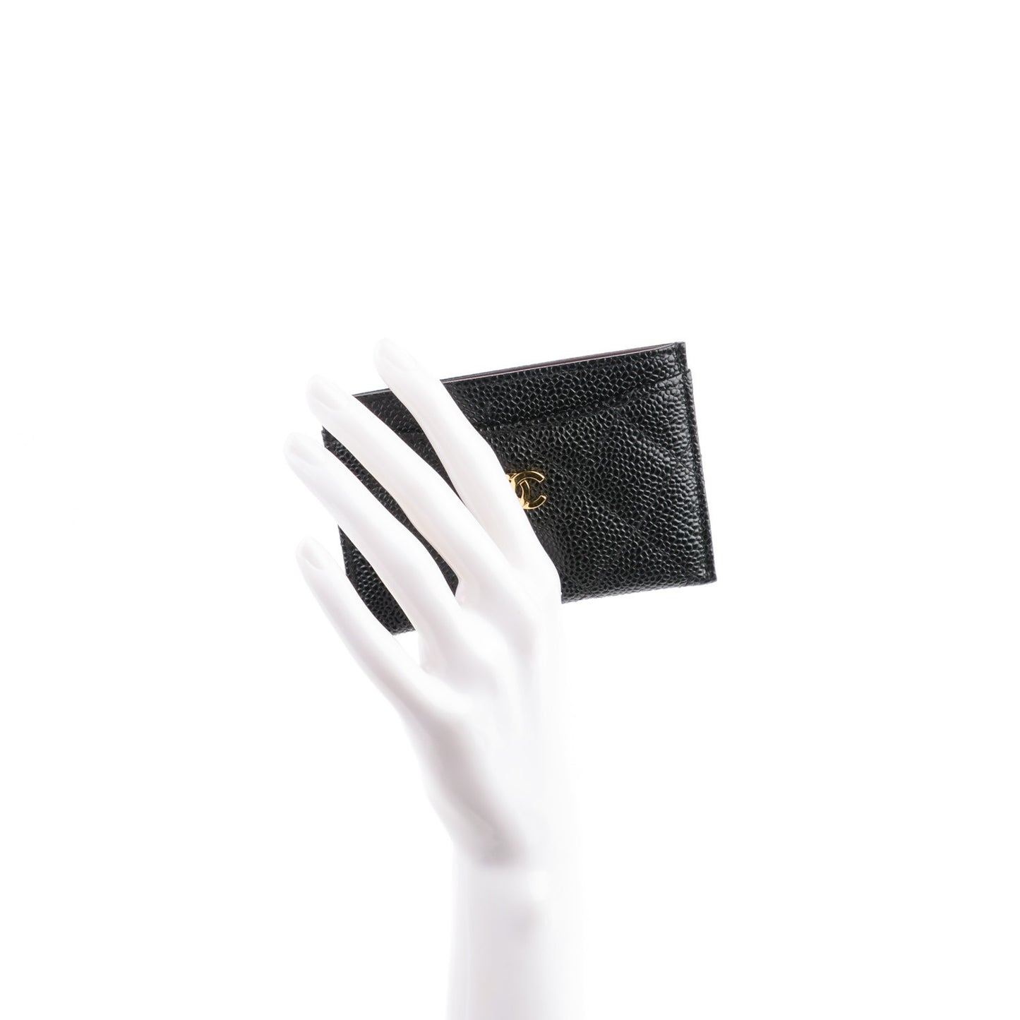 Caviar Quilted Card Holder Black