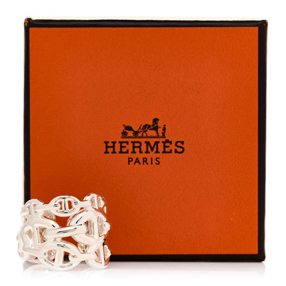 Hermes Sterling Silver GM Chaine d'Ancre Enchainee Band Ring 55 7.25 5 of 5