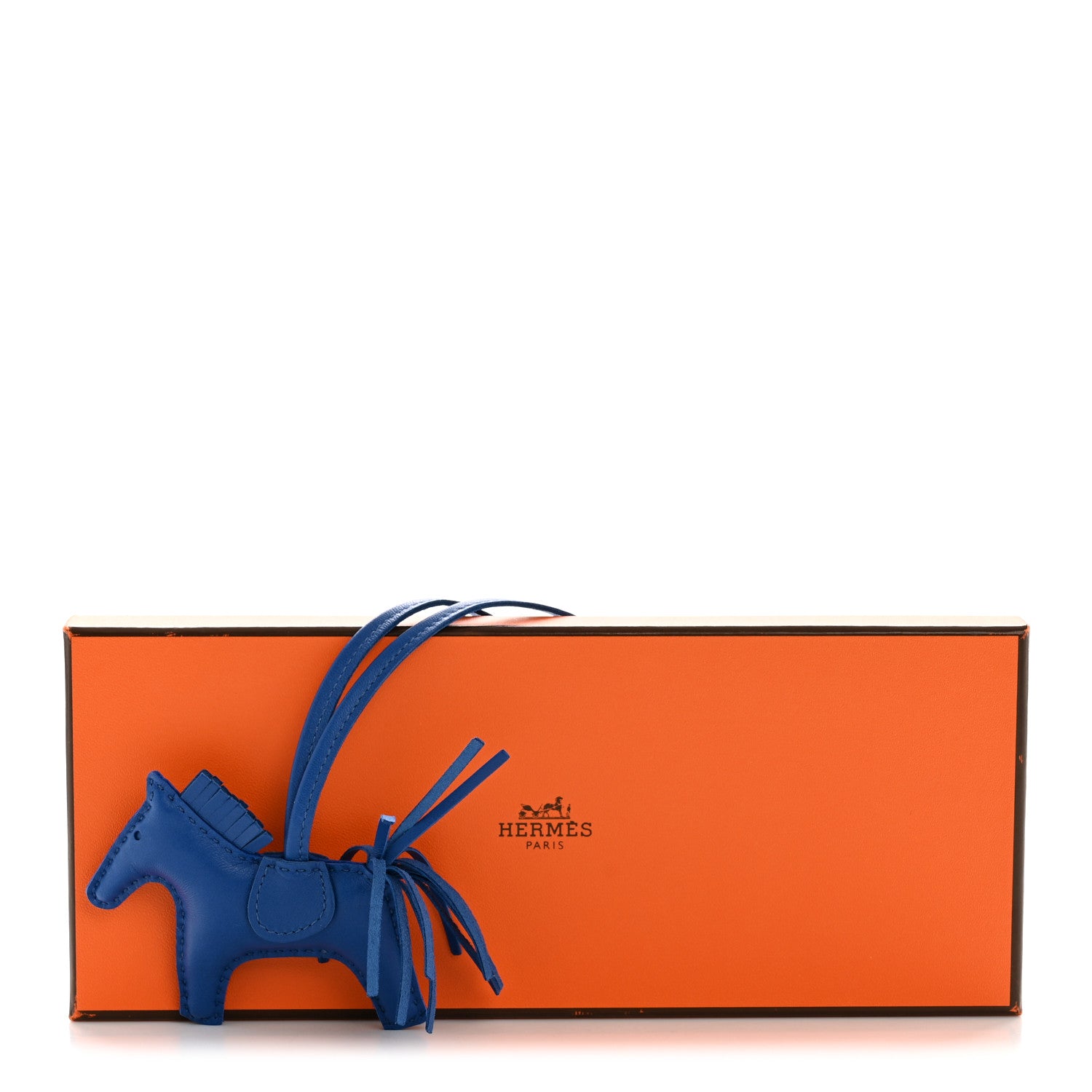 Hermes Milo Lambskin Grigri Rodeo Horse Bag Charm PM Bleu France