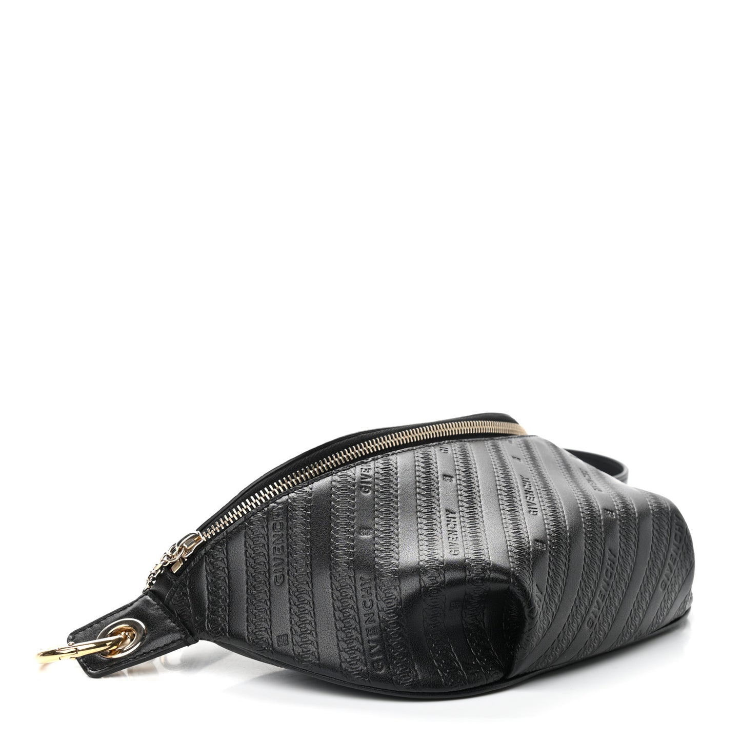 Calfskin Chain Embossed Bond Belt Bag Black