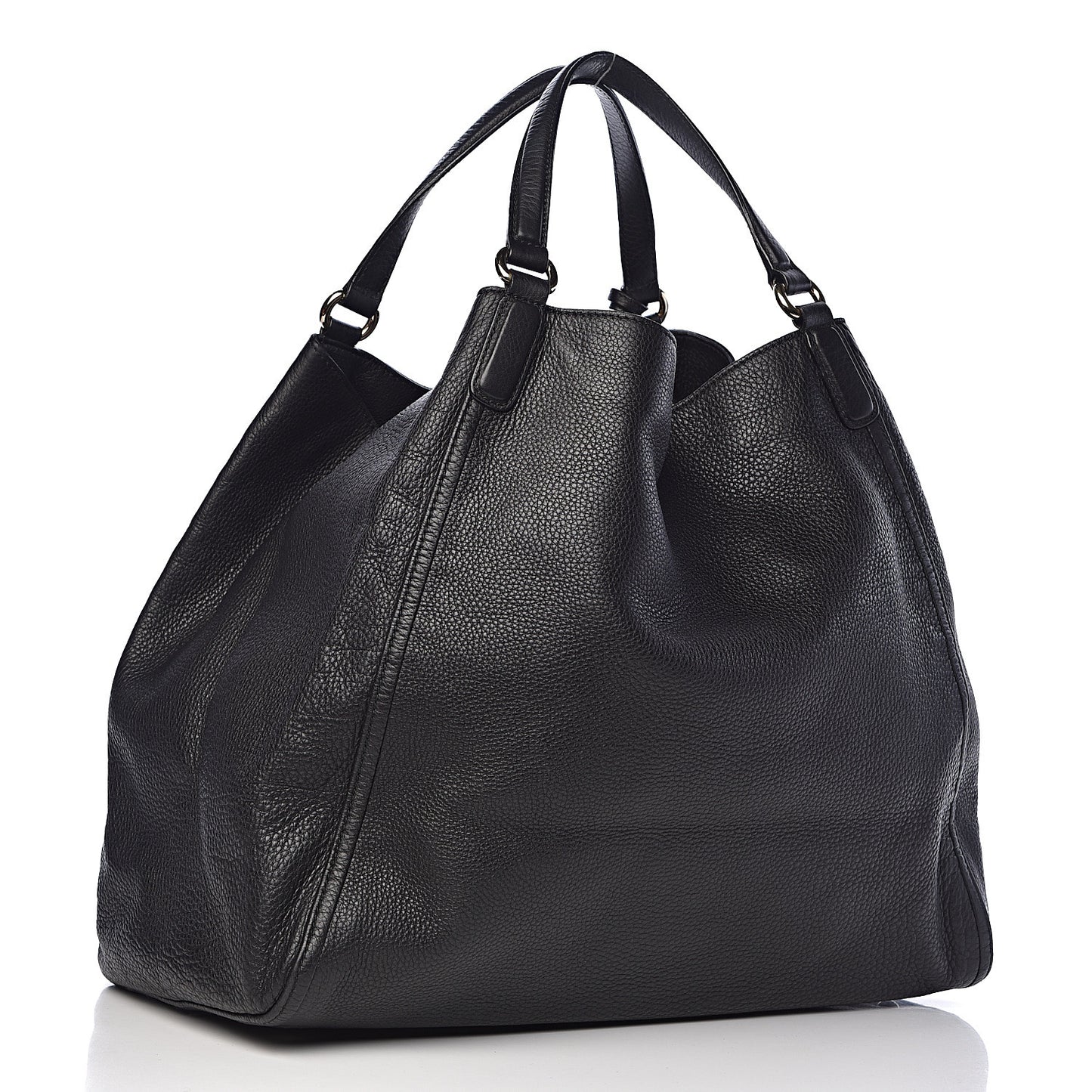 Pebbled Calfskin Large Soho Shoulder Bag Black