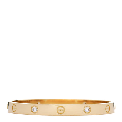 Cartier 18K Yellow Gold 4 Diamond LOVE Bracelet 17 1 of 9