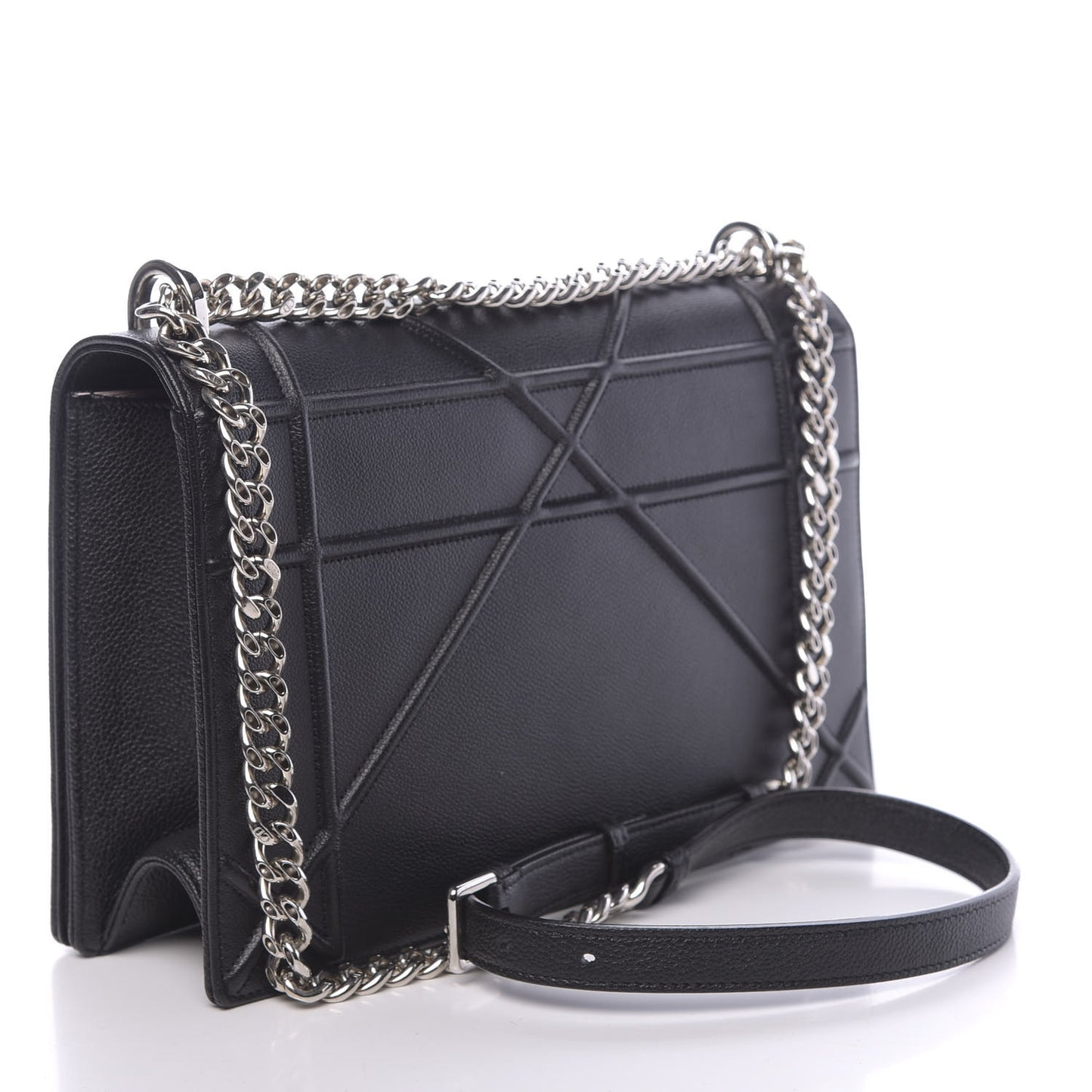 Grained Calfskin Large Diorama Flap Bag Black