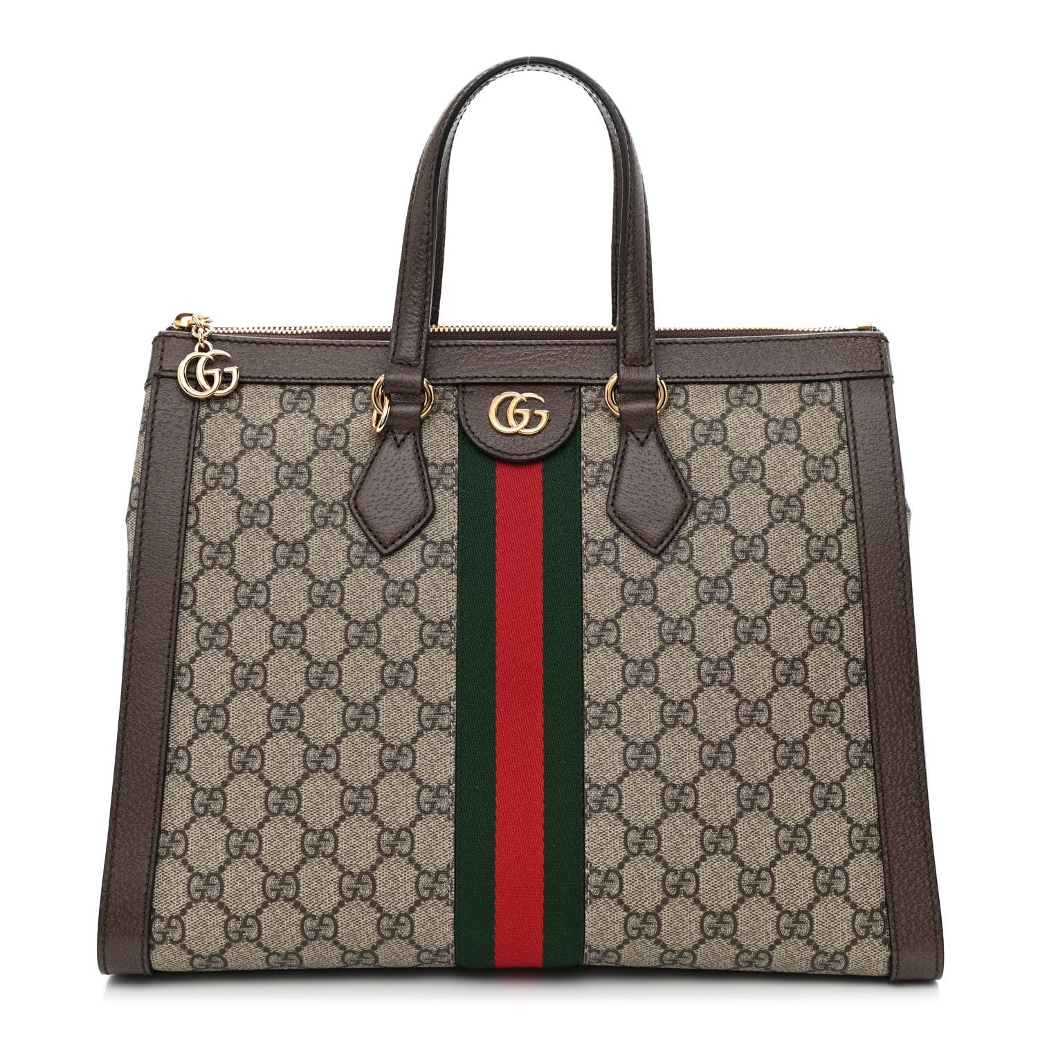 Gucci GG Supreme Monogram Web Medium Ophidia Tote Bag Brown 1 of 10