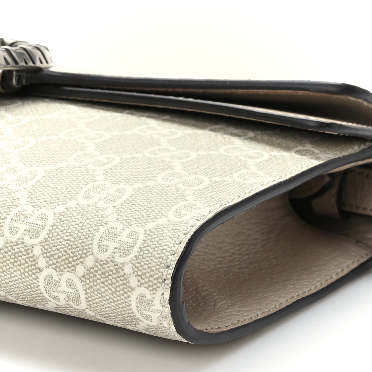 GG Supreme Monogram Textured Dollar Calfskin Dionysus Small Shoulder Bag Beige Mystic White Oatmeal