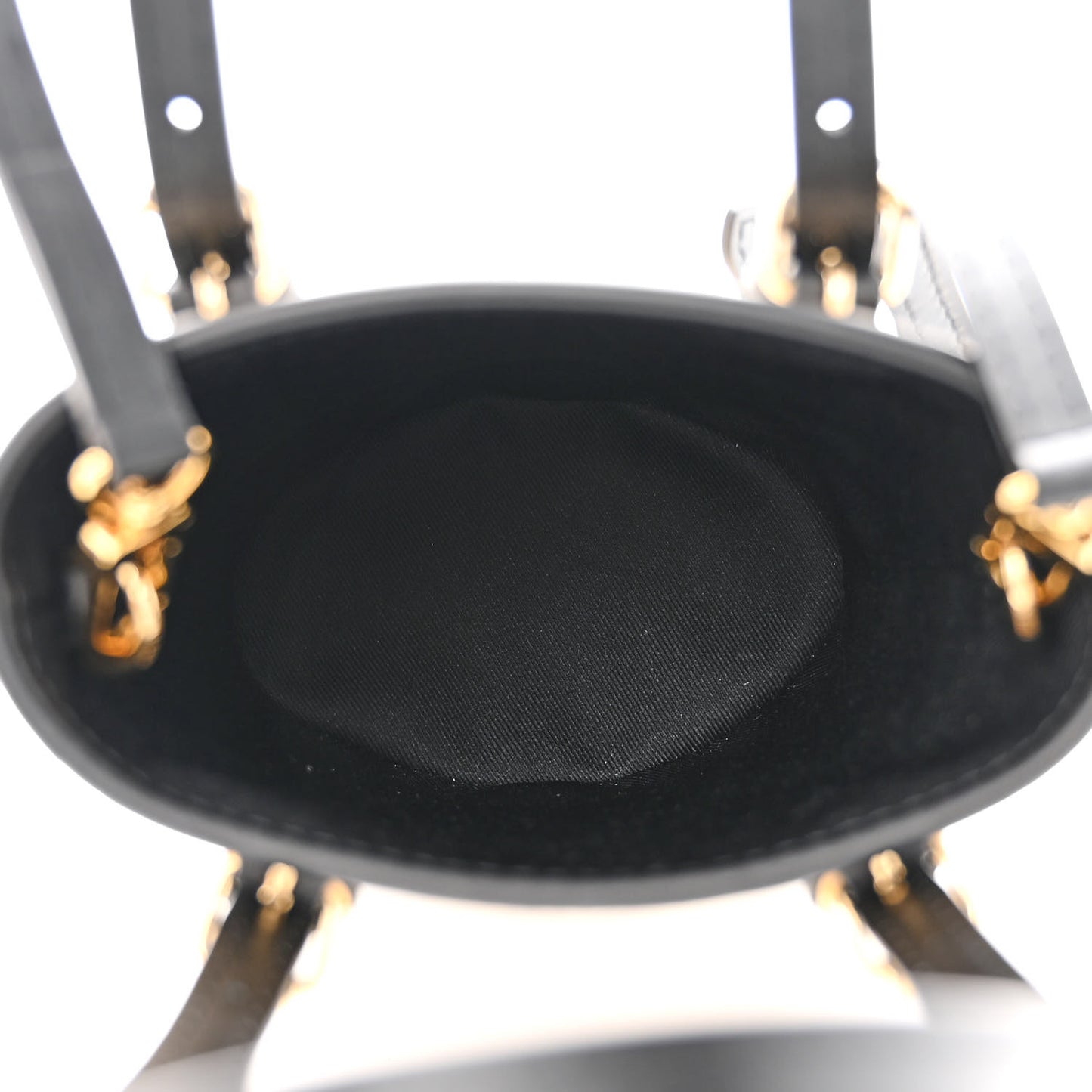 Cotton Calfskin Monogram Nano Bucket Bag Black
