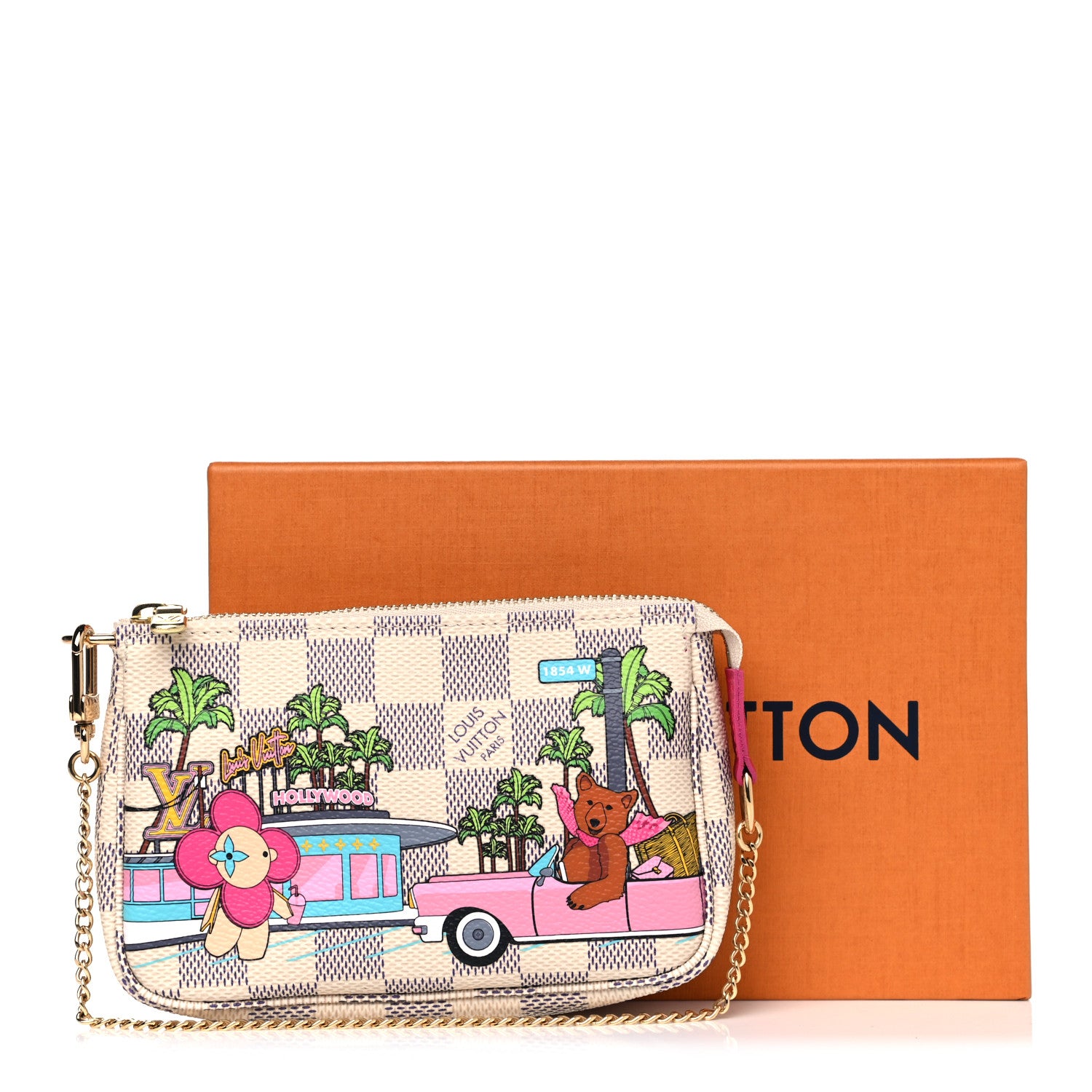 Louis Vuitton Damier Azur 2021 Christmas Animation Hollywood Mini Pochette Accessories Fuchsia 8 of 8