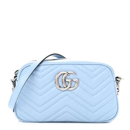 Gucci Calfskin Matelasse Small GG Marmont Chain Shoulder Bag Porcelain Light Blue 1 of 11