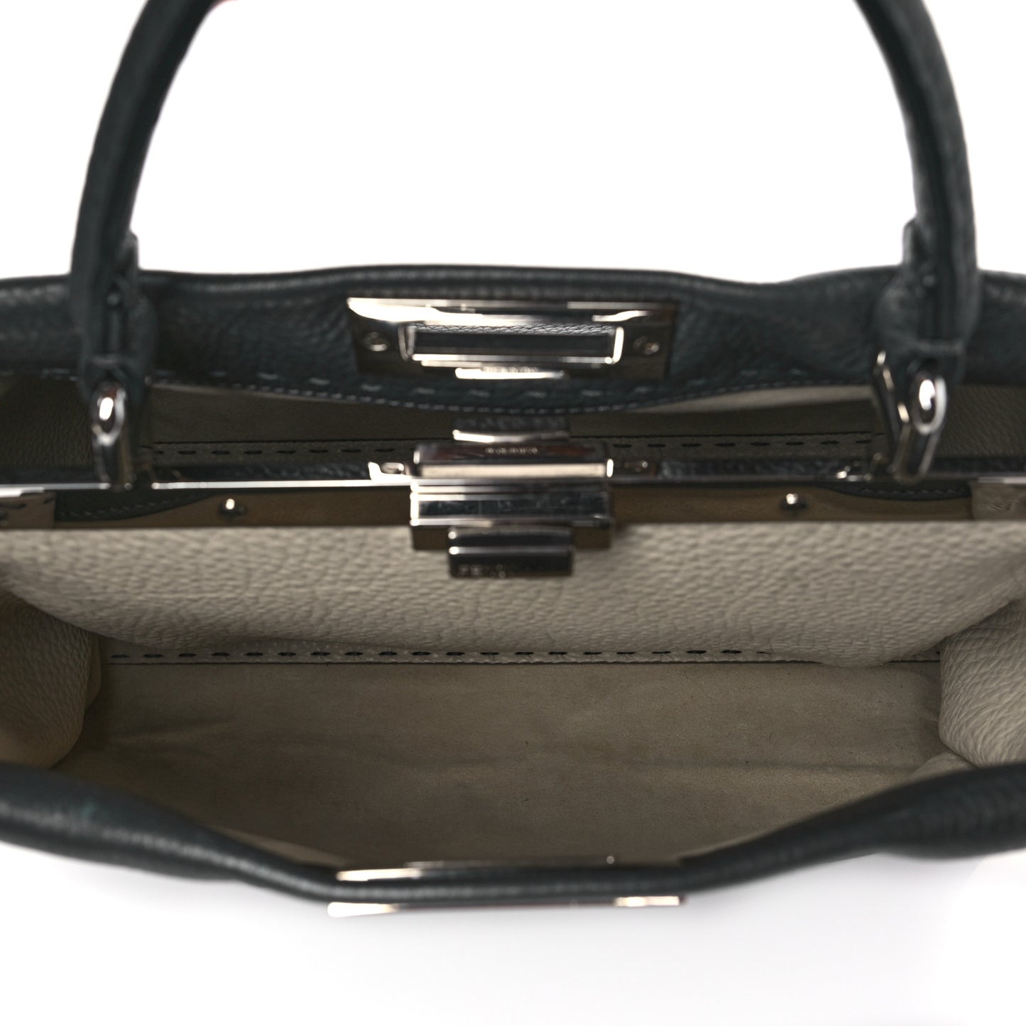 Cuoio Romano Selleria Bi-Color Medium Peekaboo Iconic Satchel Asfalto Latte