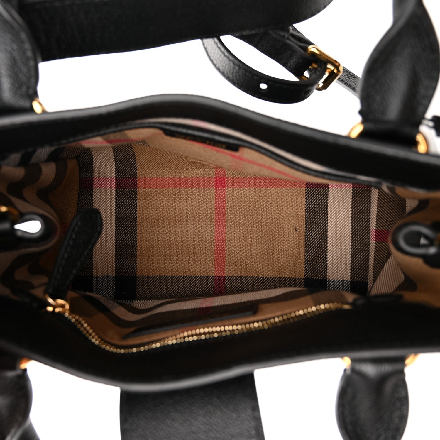 Burberry Soft Grain Calfskin Small Buckle Tote Black 5 of 10