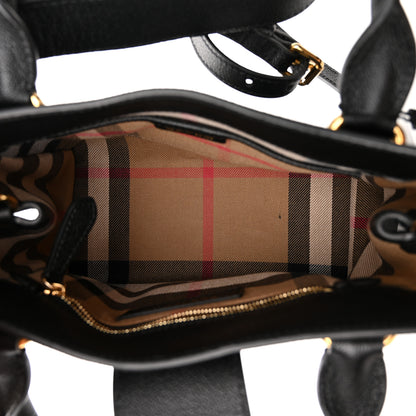Burberry Soft Grain Calfskin Small Buckle Tote Black 5 of 10
