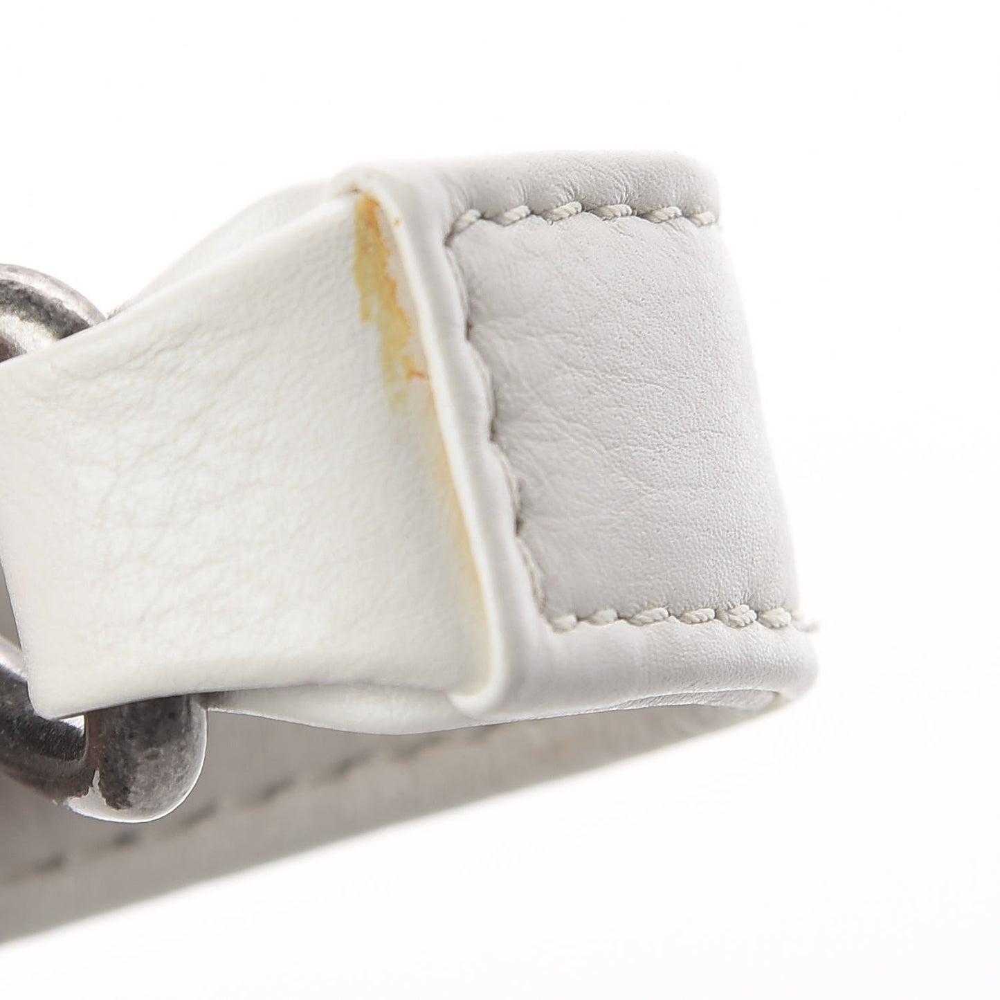 Calfskin Double Stitch Medium Boy Flap White