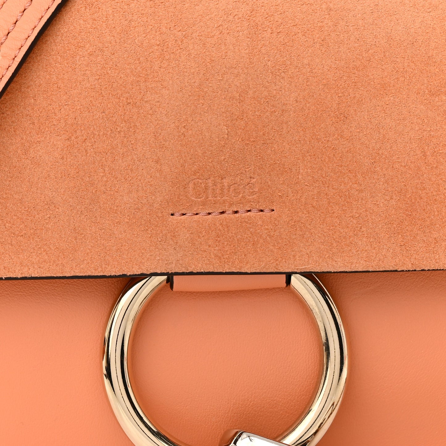 Suede Calfskin Small Faye Shoulder Bag Marrone