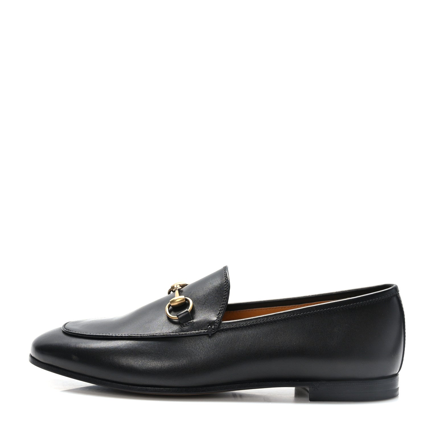 Gucci Lambskin Womens Brixton Horsebit Loafers 37.5 Black 1 of 9