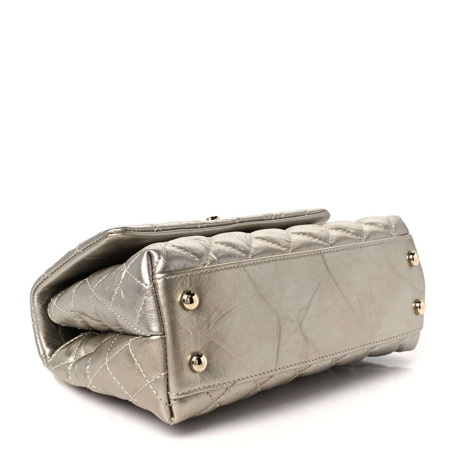 Chanel Metallic Aged Calfskin Quilted Mini Coco Handle Flap Gold 4 of 11