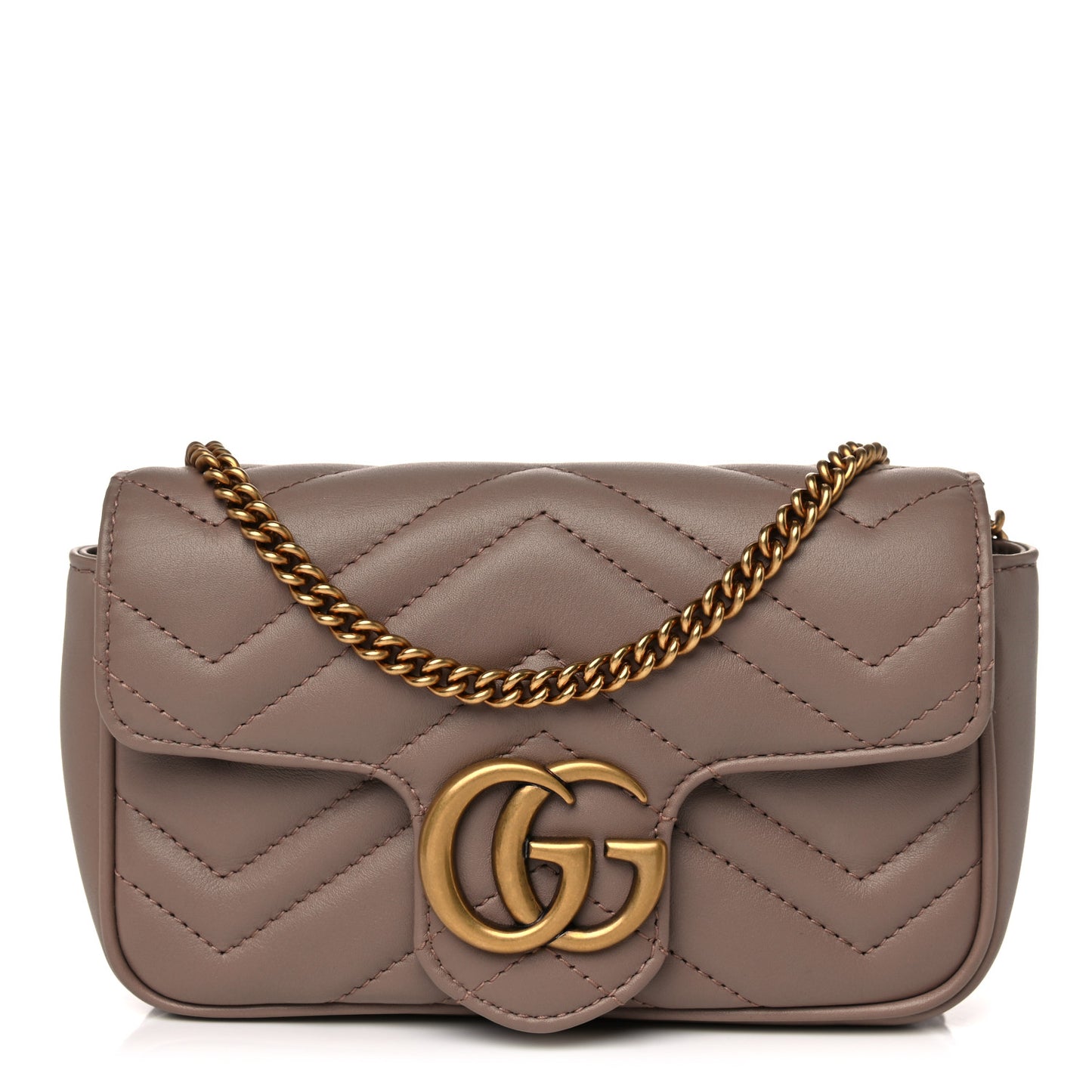 Calfskin Matelasse Super Mini GG Marmont Shoulder Bag Porcelain Rose