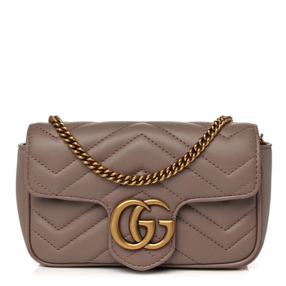 Gucci Calfskin Matelasse Super Mini GG Marmont Shoulder Bag Porcelain Rose 1 of 9