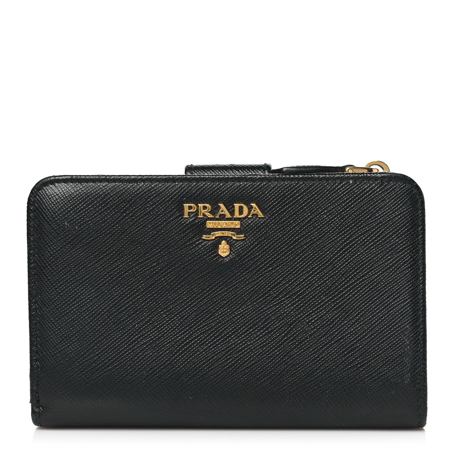 Prada Saffiano Metal Compact Wallet Black Ibisco 1 of 10