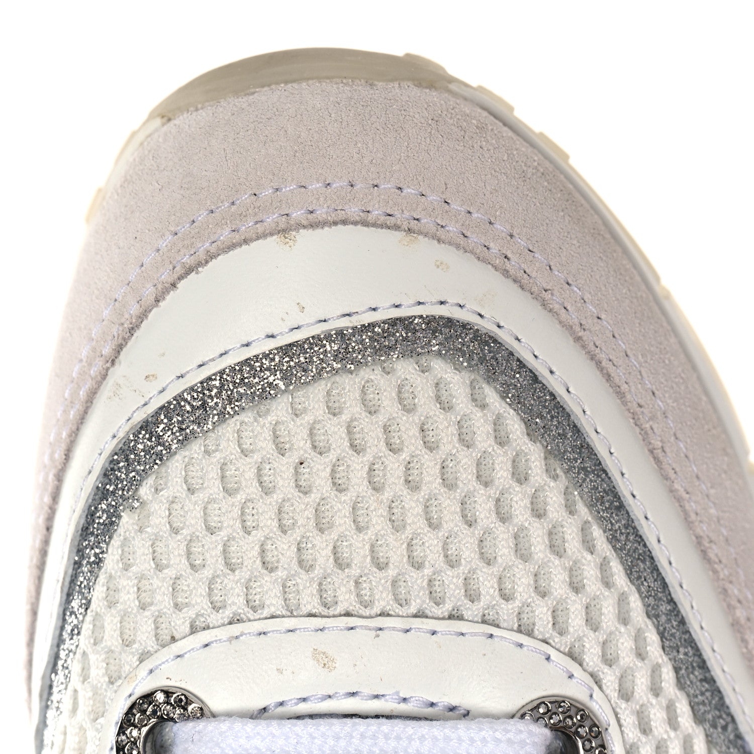 Jimmy Choo Mesh Suede Calfskin Java Sneakers 36.5 White 9 of 12