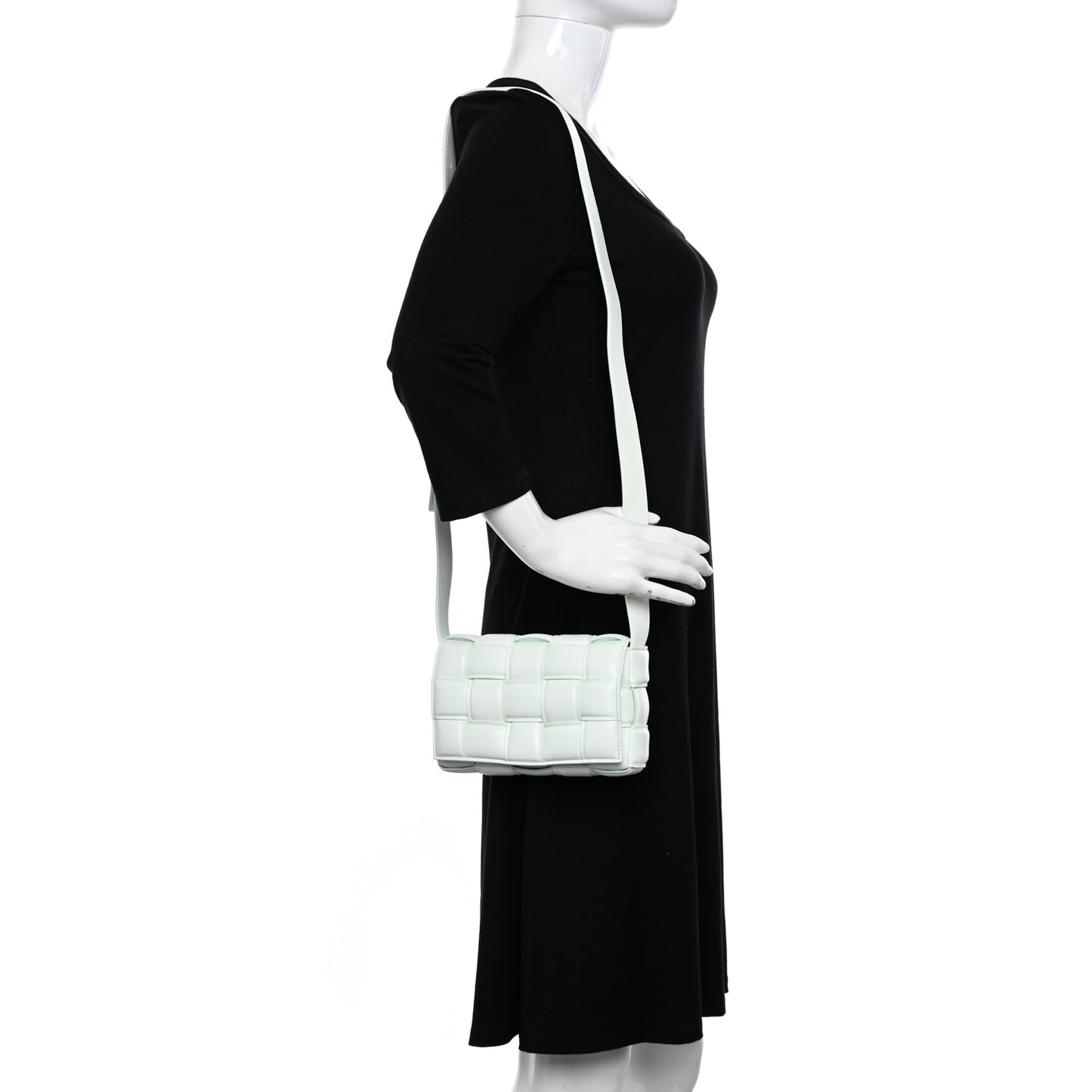 Nappa Maxi Intreccio Small Padded Cassette Crossbody Bag Glacier