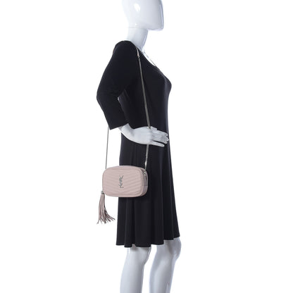 Saint Laurent Grain De Poudre Matelasse Monogram Mini Lou Camera Bag Marble Pink 2 of 9