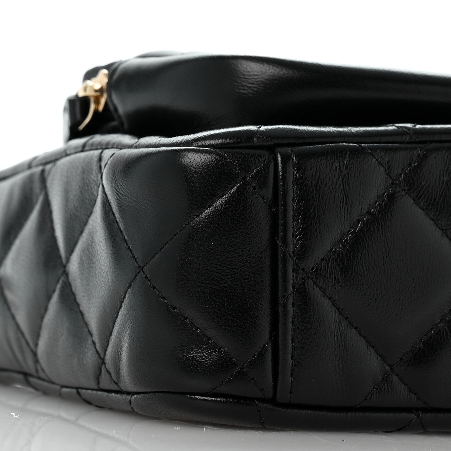 Chanel Shiny Crumpled Lambskin Quilted Small Preppy Pocket Clutch With Chain Black 9 of 13