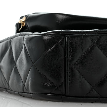 Chanel Shiny Crumpled Lambskin Quilted Small Preppy Pocket Clutch With Chain Black 9 of 13