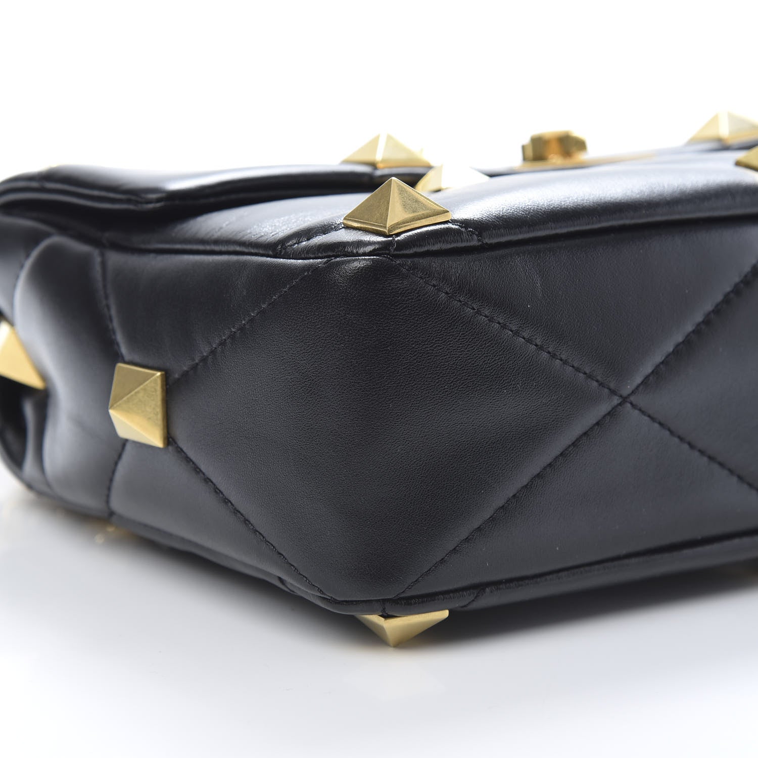 Valentino Garavani Nappa Large Roman Stud Shoulder Bag Black 8 of 10
