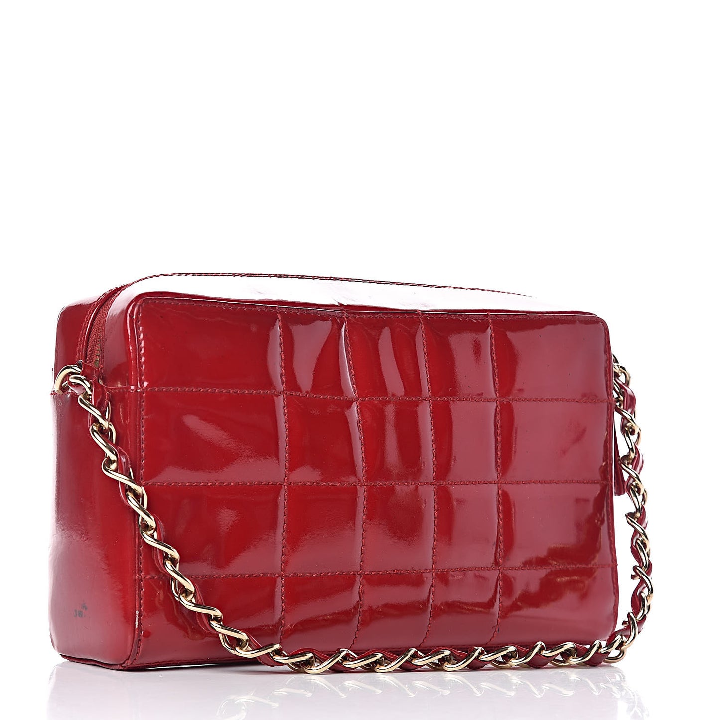 Patent Square Quilted Camera Case Red